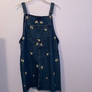 H&M denim overall dress with flowers, size 12, worn twice